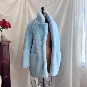 🥀 French Light Blue Faux Fur Coat by Apparis size M 🥀
